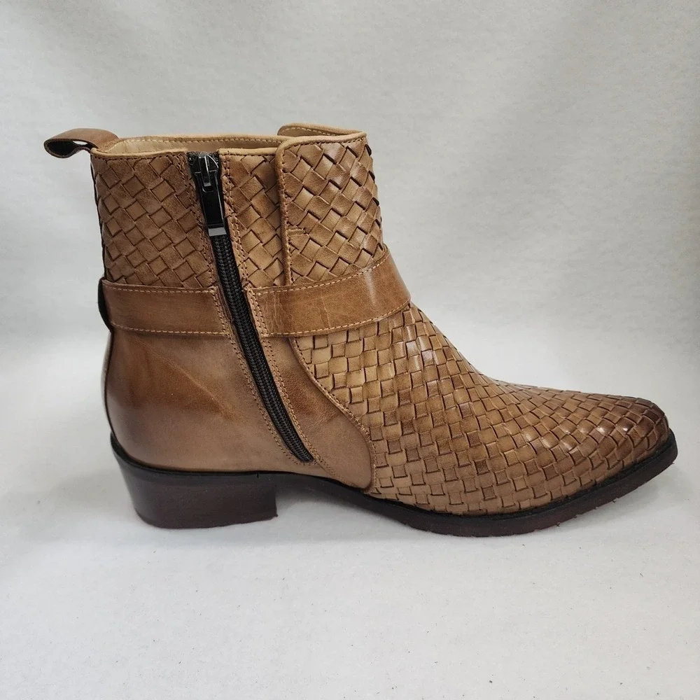 Calto K30524 Men 11 Boot Brown Leather Invisible Height Increasing Elevator Boot
